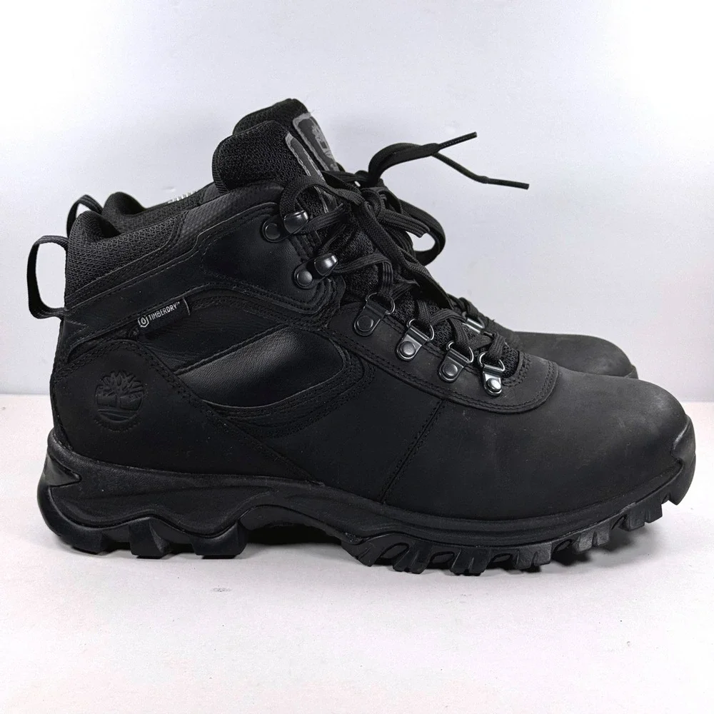 Timberland White Ledge Mid Waterproof Hiking Boots Black Leather Mens 8.5 2731R